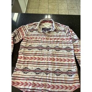Ryan Michael Aztec Western Flannel Snap Shirt Men's Sz L Long Sleeve Rodeo